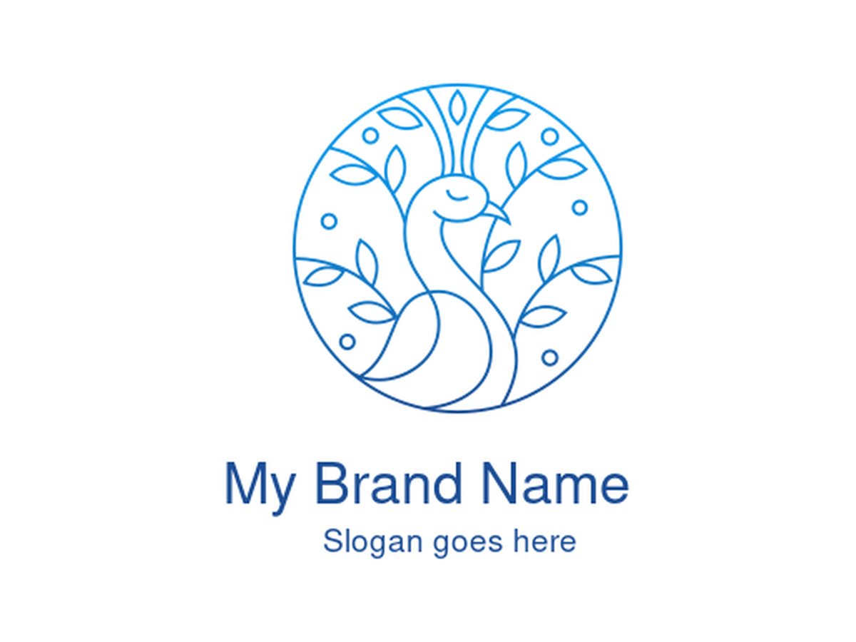 Elegant Line Art Peacock Logo with Botanical Elements – Ideal for Beauty, Wellness, Luxury, or Organic Brands